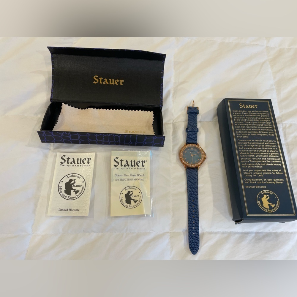 Stauer Blue Rose gold looking and Bedazzled Face Women’s Watch - Picture 6 of 7